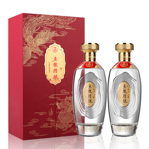 【新品】52度五粮精酿龙凤呈祥500ml*2瓶五粮液股份浓香型粮食酒