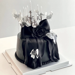 网红翻糖暗黑系创意个性蝴蝶结生日蛋糕北京天津河北全国同城配送