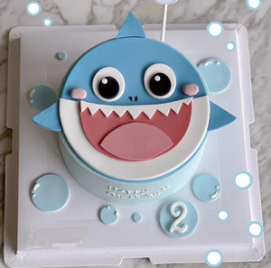热门翻糖可爱卡通小鲨鱼儿童生日蛋糕北京重庆广州全国同城配送