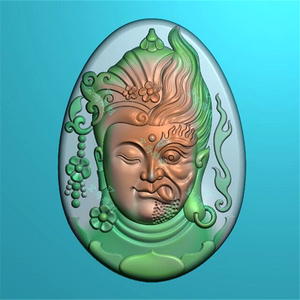 灰度玉雕图一念之间挂件魔鬼佛祖头像精雕图椭圆佛魔挂件佛头机雕