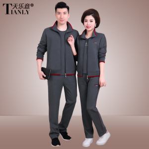 爸爸妈妈运动套装40岁50中老年女春装休闲情侣装2019新款中年衣服