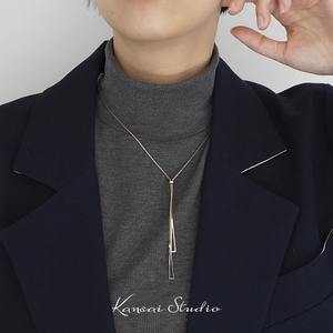 003人付款淘宝kansai店铺kansai钛钢长三角流苏吊坠项链玫瑰金色小众