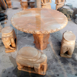 石桌石凳庭院花园家用大理石桌子户外天然石头圆桌休闲阳台石桌椅