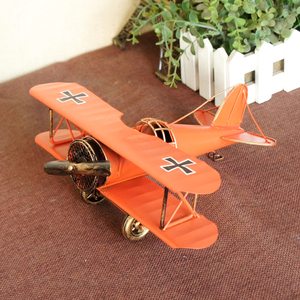 zakka杂货复古飞机模型 做旧铁皮家居装双翼飞机 商务礼品 包邮
