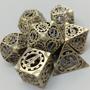 新品金属齿轮数字镂空骰子coc桌游trpg克苏鲁多面色子金色甩子