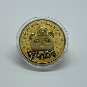 中国大熊猫浮雕动物镀金纪念币收藏工艺礼品牙仙子硬币金币纪念章