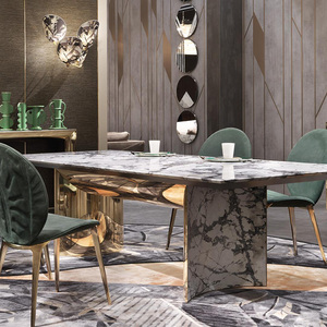 visionnaire餐桌意大利轻奢大理石餐桌别墅金属餐台高档定制家具
