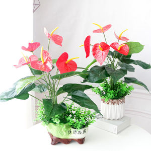 仿真花红掌套装盆栽家居客厅装饰花摆件电视柜茶几假花花艺仿真花