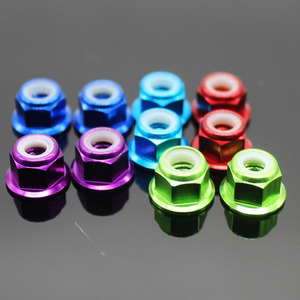 m5/m3铝合金螺母螺帽内外六角螺丝帽尼龙法兰螺帽防松螺母多彩色