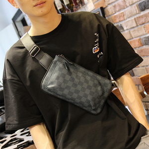 qflОlv包包代购新款格子胸包腰包男斜挎胸包潮,全新的,快