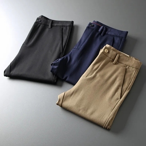 光泽质感!滑顺!细腻!外贸男装秋季男士弹力商务休闲裤直筒长裤