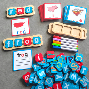 木制儿童早教益智拼词游戏26个英文字母配对拼写玩具CVC自然拼读