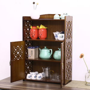 放茶叶罐的架子桌面小型茶具茶叶收纳架竹紫砂壶展示架茶杯置物架