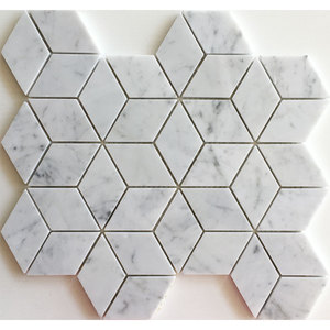 菱形石材马赛克墙贴大理石瓷砖卡拉拉白文化石卫生间背景墙吧台
