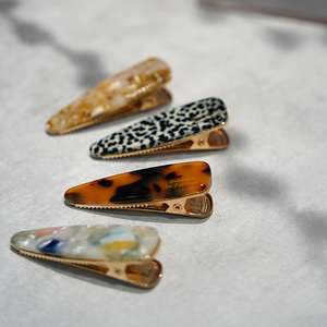 aidemoli韩国进口发饰日韩玳瑁水墨色小三角鸭嘴夹边夹发夹发卡