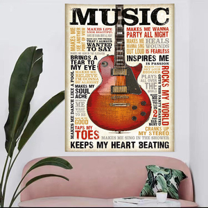 音乐吉他摇滚经典怀旧复古卧室床头装饰画布客厅背景墙挂布背景布