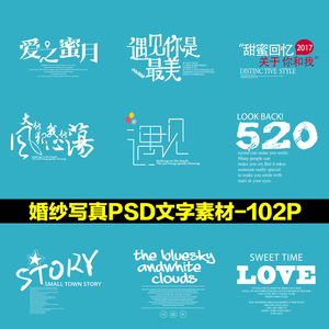 e7ps051婚纱写真psd字体2019旅拍风影楼摄影相册外景版面文字素材