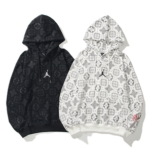 aj美式休闲运动飞人联名clot刺绣连帽冬季纯棉加绒套头宽松卫衣男