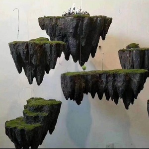 仿真泡沫假山石头迎客松崖柏松假石头室内造景样板间悬挂装饰吊饰