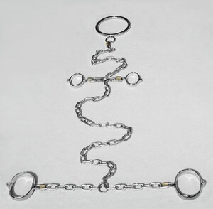 黑帝另类玩具情趣sm用束缚精品金属不锈钢合金手足颈连铐手铐脚镣