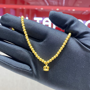 周大福 黄金小金珠皇冠手链 足金计价新款克减75正品f220018