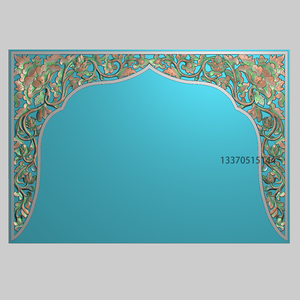 藏式窗花精雕图门帘挂落镂空花草卷藤纹木雕浮雕工艺品灰度