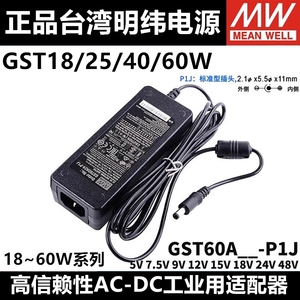 GST明纬12V 24V 18/25/40/60适配器A12/A24开关电源-P1J 2A/5A GS