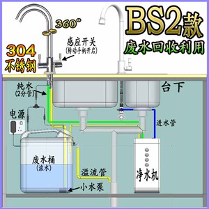 净水器废水回收利用装置冲马桶二次阀补水机器纯储水桶箱坐便家用