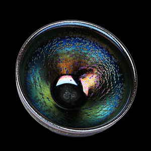 建阳建盏陈建国曜变天目盏万象七彩大口径主人杯纯手油滴建盏茶具