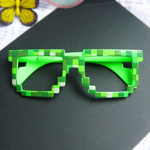 绿色蓝色紫色马赛克塑料全框记忆无镜片眼镜框 眼镜架 搭配装饰