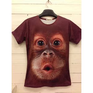 夏季衣服 3dt恤 动物图案猩猩搞笑3d短t恤男 嘟嘴猴子 背心 大码