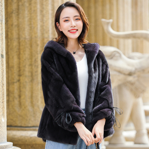 貂皮大衣女整貂短款2019新款海宁皮草阔型蝙蝠袖外套冬裘皮水貂
