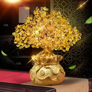 酒柜上的装饰品摆件 家居乔迁客厅风水聚宝盆发财树 摇钱树摆件