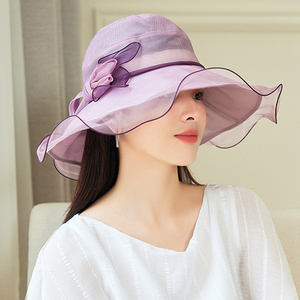 真丝大帽檐夏天桑蚕丝凉帽大沿防紫外线太阳帽女款时尚防晒帽子女