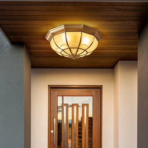 001人付款天猫新中式吸顶灯户外门口玻璃玄关灯走廊大门入户方形别墅