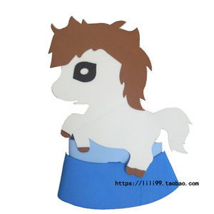 故事小马过河头饰 表演道具 老黄牛头套 eva动物帽子成人儿童头饰