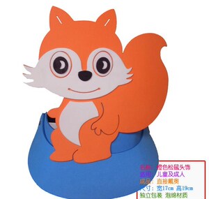 松鼠袋鼠头饰 儿童表演 道具 动物头饰 儿童面具 装扮小动物头套