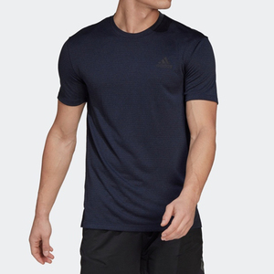 adidas阿迪达斯健身运动短袖男子深蓝色快干透气圆领T恤 HT9054