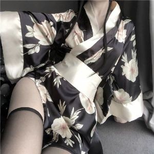 日式和服性感印花套装 桑拿服写真外衫腰带套装睡裙