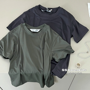 SS高端品牌韩国童装儿童运动装速干短袖2024新款男童夏季T恤女童