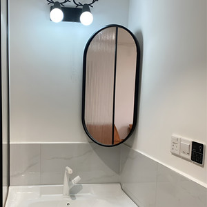 卫生间对角挂镜墙角壁挂可旋转浴室镜风水镜椭圆侧边悬挂拐角镜子