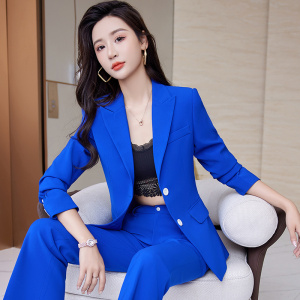 小西装套装女休闲蓝色