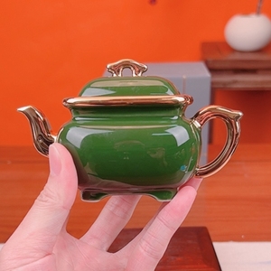 祖母绿方鼎壶茶具  S-054
