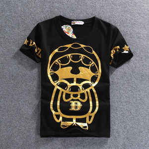 t正品潮牌恶魔果实烫金短袖t恤男夏季半袖女卡通印花情侣装夏装