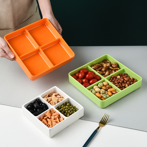 密胺餐具火锅四格小吃盘分格配菜盘四方拼盘调料味碟酒吧水果拼盘