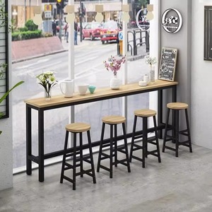 吧台长条桌靠窗一体式长桌酒吧咖啡店高脚桌简易工作台支持定制