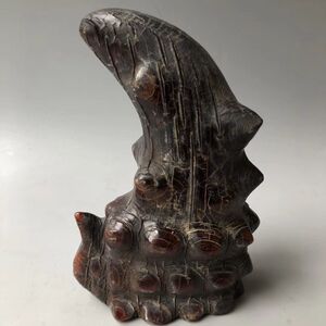 仿古做旧牛角尖高仿犀牛角雕刻工艺礼品古玩杂项居家收藏摆件