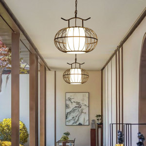新中式户外吊灯室外防水花园凉亭阳台走廊灯笼饭店餐厅庭院鸟笼灯