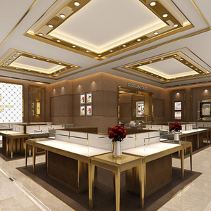 金银珠宝店商业展示空间实体店铺商铺设计装修装饰施工效果图
