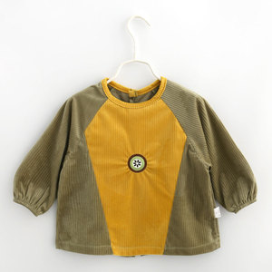 宝宝罩衣防水防脏儿童秋冬季男孩反穿衣围兜吃饭衣灯芯绒小孩护衣